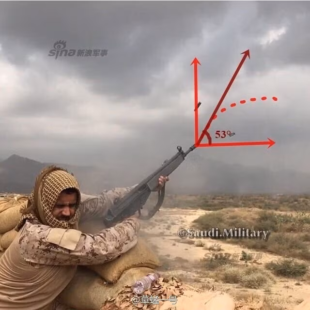 Một số người còn hài hước phân tích góc độ của khẩu súng theo phương pháp lấy đường bắn của... súng cối và đưa ra rất nhiều kết luận về pha bắn súng "không cần nhìn", "không cần nhắm", "chỉ cần bóp cò" này. Nguồn ảnh: Sina.