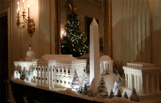 Mô hình các tòa kiến trúc tại Mỹ, trưng bày ở phòng ăn của Nhà Trắng.
