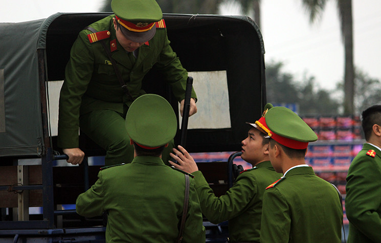 Lực lượng công an được huy động để đảm bản an ninh, trật tự và an toàn cho trận chung kết AFF Cup 2018.