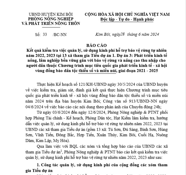 Lum xum chi tra tien quan ly, bao ve rung: Huyen Kim Boi bao cao gi?