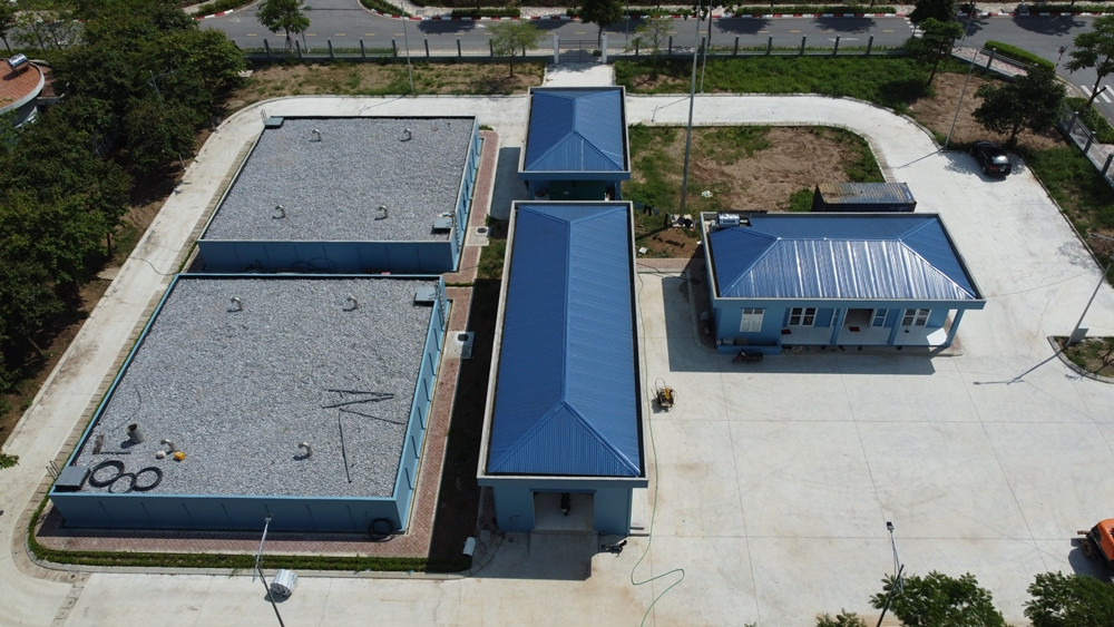 Trạm bơm tăng áp xây dựng cơ bản đã hoàn thành, chờ đưa vào sử dụng.