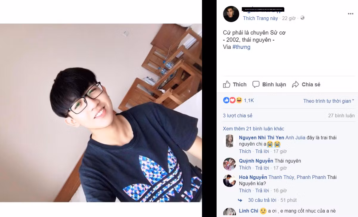 Xuất hiện trên nhiều fanpage của hội "săn lùng" trai xinh, gái đẹp có tiếng, nụ cười của anh chàng chuyên Sử khiến bao người mê mệt. Ở nhiều trang mạng, bức ảnh cậu bạn sinh năm 2002 nhận được gần 6.000 lượt yêu thích và bày tỏ cảm xúc.