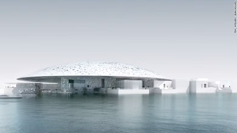 2. Louvre Abu Dhabi, Các tiểu vương quốc Ả-rập Thống nhất. Dự kiến hoàn thành vào năm 2012 nhưng ngày khai trương của bảo tàng Louvre Abu Dhabi phải lùi xuống năm 2017. Được thiết kế bởi kiến trúc sư từng đoạt giải thưởng Ateliers Jean Nouvel với chi phí 653,4 triệu USD, bảo tàng Louvre Abu Dhabi là một nhánh của bảo tàng Louvre nổi tiếng ở Paris. Ateliers Jean Nouvel lấy cảm hứng thiết kế bảo tàng Louvre Abu Dhabi từ chính lịch sử và địa lý tại đây. Mái vòm thép nhiều lỗ thủng mang lại hiệu ứng ánh sáng độc đáo.