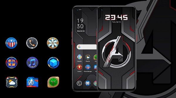 OPPO Reno5 Marvel Edition đi kèm với một bộ giao diện chủ đề theo phong cách Marvel. Khi khởi động máy, người dùng sẽ cảm thấy như đang chuẩn bị xem một bộ phim Marvel với sự chào đón bằng biểu tượng Avengers “A” huyền thoại cực hay ho.