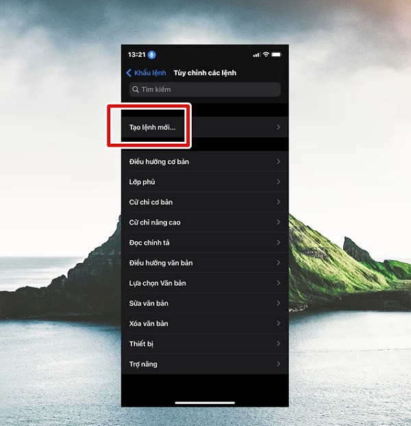 Tiếp tục nhấn vào "Tạo lệnh mới...".