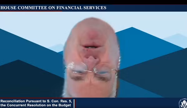 Trong phiên họp trực tuyến của Ủy ban Dịch vụ Tài chính Hạ viện Hoa Kỳ hồi giữa tháng 2/2020, hạ nghị sĩ Tom Emmer đã khiến nhiều người bất ngờ khi ông xuất hiện trên màn hình với một… chiếc đầu lộn ngược và trôi lơ lửng.