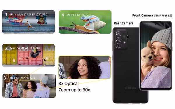 Ngoài ra, Galaxy A72 sẽ có màn hình Super AMOLED 6,7 inch 90Hz.