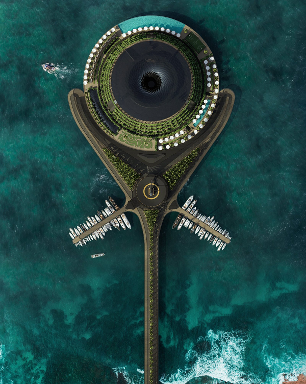 Hệ thống điện thủy triều cũng sẽ khai thác năng lượng nước trong khi khách sạn xoay và sản xuất điện theo phương pháp tương tự máy phát điện. Dự kiến khách sạn này sẽ được hiện thực hóa vào năm 2025.