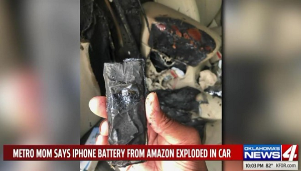 Tháng 7/2019, tại bang Oklahoma (Mỹ) lúc Jabricia Pratt đang trên văn phòng, còn xe trong bãi đỗ thì chiếc iPhone của cô phát nổ. Chiếc iPhone lắp viên pin mà cô mua trên Amazon phát nổ ngay trên ghế xe.