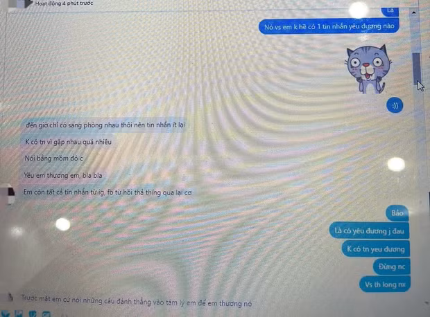 Những ảnh chụp tin nhắn của bạn gái cũ người yêu gửi cho Mèo Sao Hỏa.