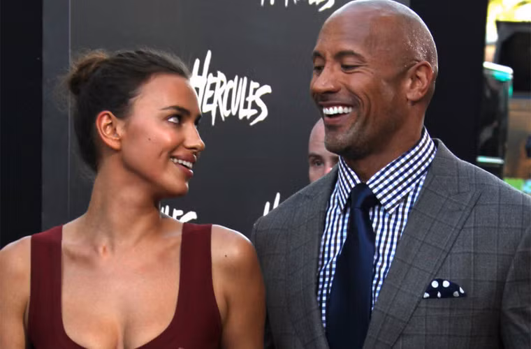 Irina nhìn Dwayne thật âu yếm trong một lần đi quảng bá "Hercules".
