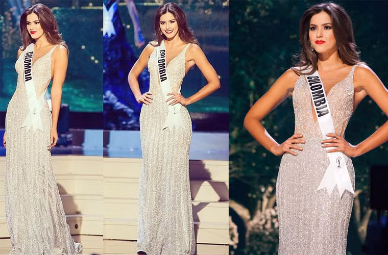 Vega tự tin trong phần thi trang phục dạ hội.