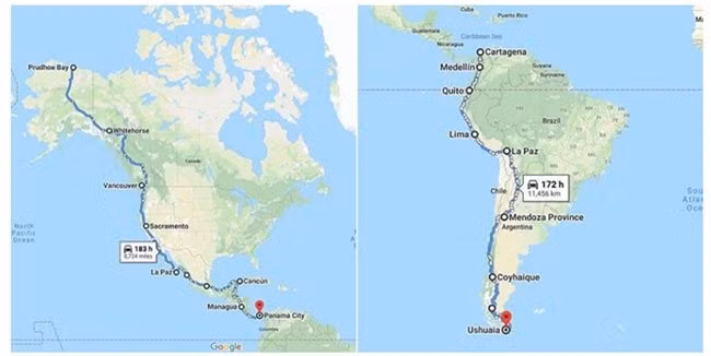 Cao tốc Pan-American được Guinness công nhận là con đường dài nhất thế giới với chiều dài 48.000 km. Bắt đầu từ vịnh Prudhoe giá lạnh của Alaska, Mỹ, tuyến đường trải dài xuống phía nam đến Ushuaia, thủ phủ của tỉnh Tiera del Fuego thuộc Argentina. (Ảnh: Funlifecrisis).