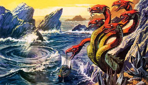 Scylla và Charybdis là hai thủy quái được biết đến nhiều trong "Trường ca Odyssey” của Hy Lạp. Chúng được mô tả là những quái vật có kích thước khổng lồ khiến đoàn thủy thủ của Odyssey hoảng loạn một phen.