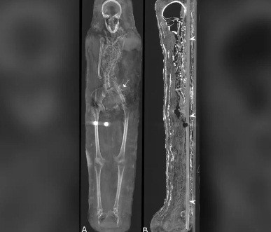 Bên cạnh 2 xác ướp, giới nghiên cứu còn tìm thấy một số cổ vật khác như vòng cổ và tiền xu. Trong số này, tiền xu được cho là để người chết dùng trả cho thần Charon. Vị thần này chuyên chèo thuyền đưa linh hồn của người quá cố qua sông Styx đến thế giới bên kia.