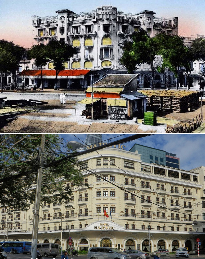 Khách sạn Majestic vừa được xây xong ở góc đường Catinat và Quai de Commerce năm 1925 và khách sạn Majestic ngày nay trên góc đường Đồng Khởi và Tôn Đức Thắng. Kiến trúc của khách sạn Majestic ban đầu rất ấn tượng theo phong cách art-nouveau (nghệ thuật mới).