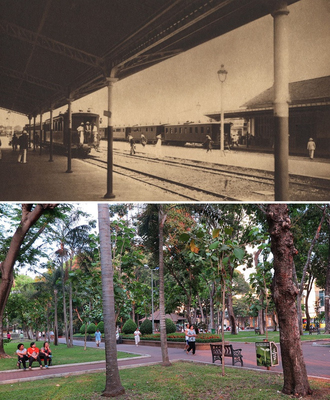 Ga xe lửa Sài Gòn đầu thế kỷ 20 và công viên 23 tháng 9 ngày nay.