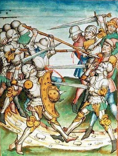 Không chỉ binh sĩ, các hiệp sĩ thời Trung cổ thường mang kiếm bên mình. Hình ảnh này trở thành biểu tượng nổi tiếng thế giới.