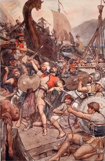 Trong trận hải chiến Salamis, đế chế Ba Tư ôm tham vọng đánh bại Hy Lạp trong trận chiến này nên điều động 1.200 tàu chiến. Trên đường đến Hy Lạp, quân đội Ba Tư mất khoảng 400 tàu do bị bão biển đánh chìm.