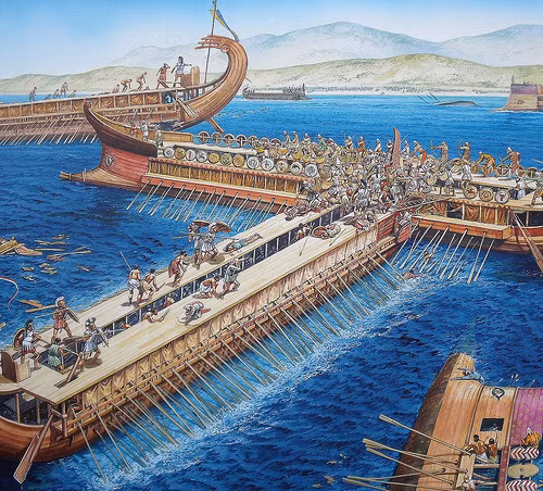 Vì vậy, còn hơn 800 tàu chiến của Ba Tư tham gia trận hải chiến ở eo biển Salamis với đế chế Hy Lạp.