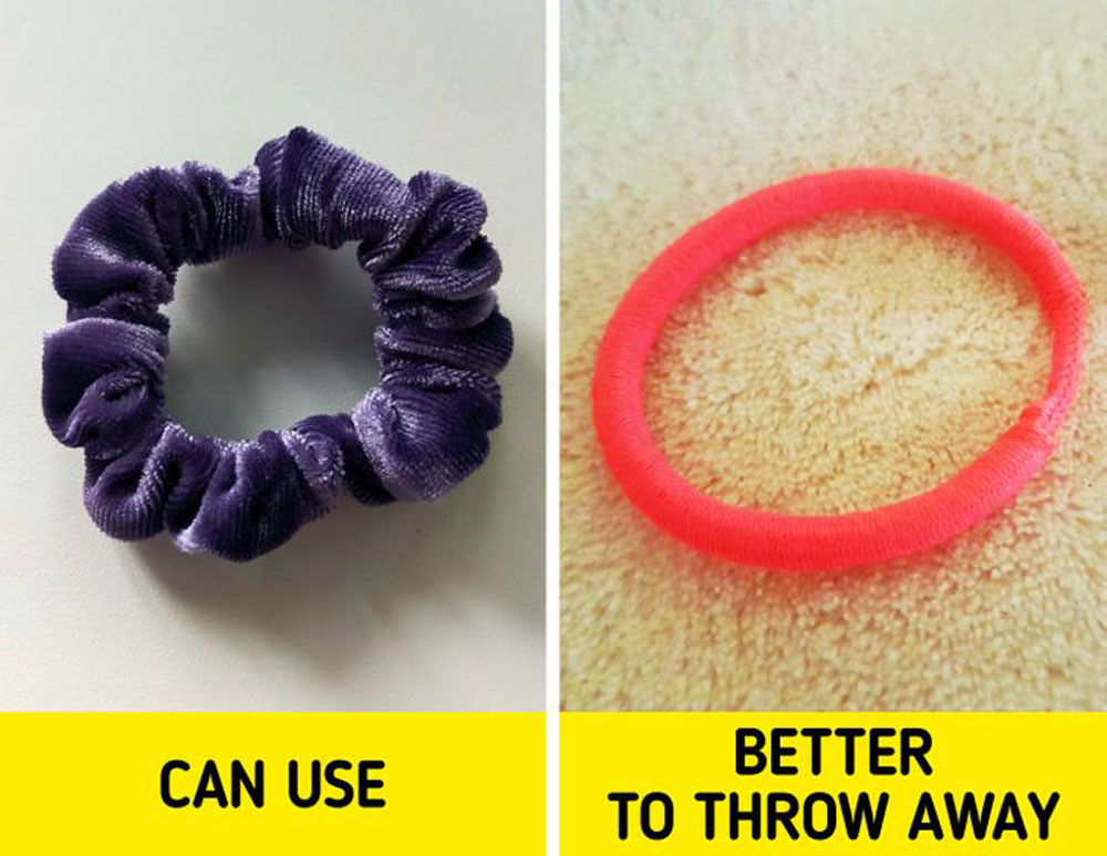 Dây buộc tóc bằng vải có thể làm hỏng tóc nếu bạn sử dụng chúng quá lâu. Nếu dây thun bị giãn ra một chút hoặc bị đứt, nó có thể làm lộ phần chun, bám vào tóc và gây gãy tóc.