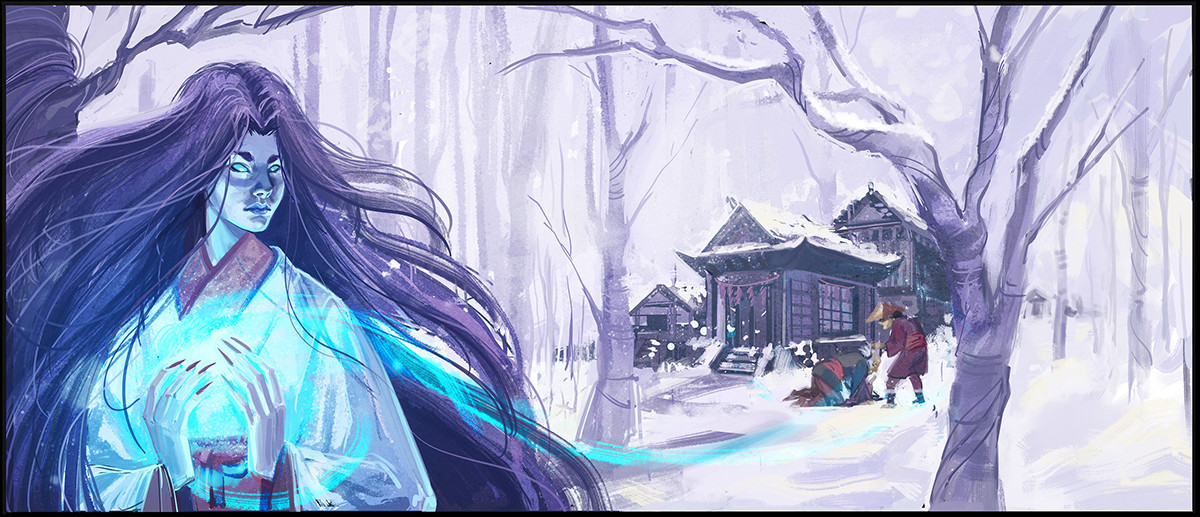 Một số giai thoại dân gian kể rằng, Yuki-onna là linh hồn của một thiếu nữ bị giết chết trong một buổi tuyết rơi dày mùa Đông.