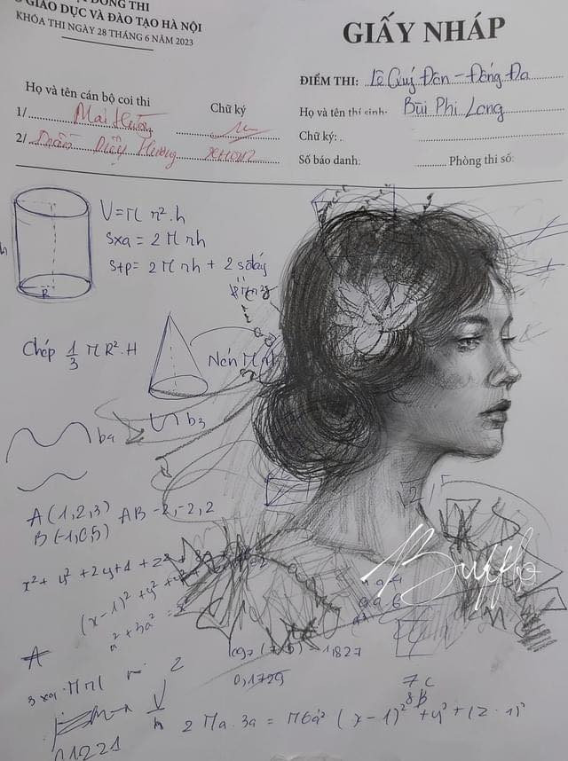 Nam sinh thi tot nghiep ve giay nhap va loat buc hoa cuc dinh
