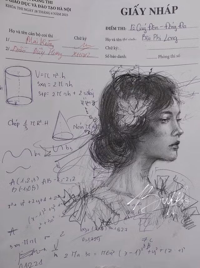 Nam sinh thi tot nghiep ve giay nhap va loat buc hoa cuc dinh