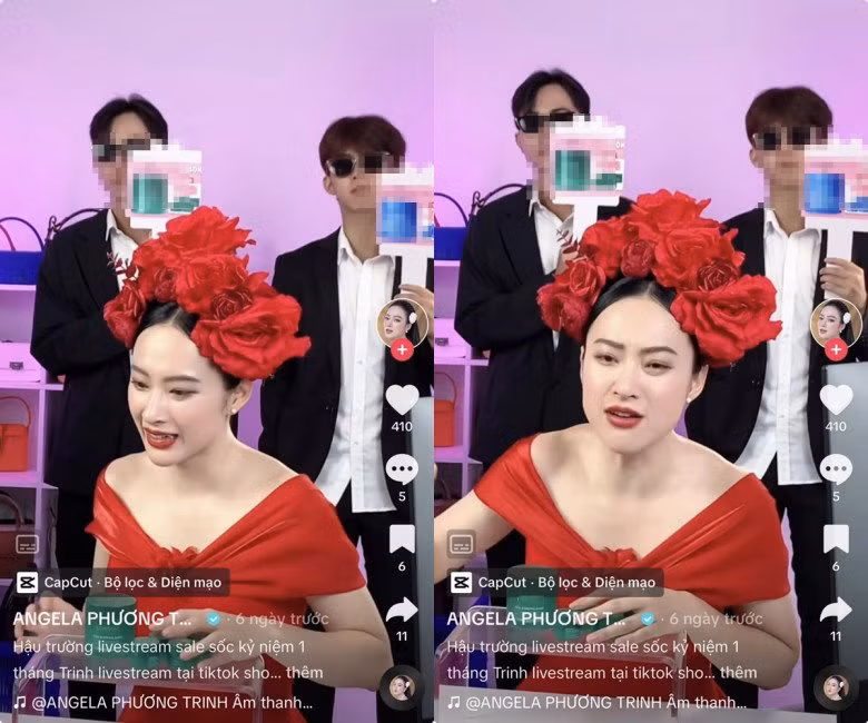 Lên sóng livestream bán hàng, nữ diễn viên gây ấn tượng với style làm tóc, trang điểm cầu kì như chính bản thân đang đi dự sự kiện.