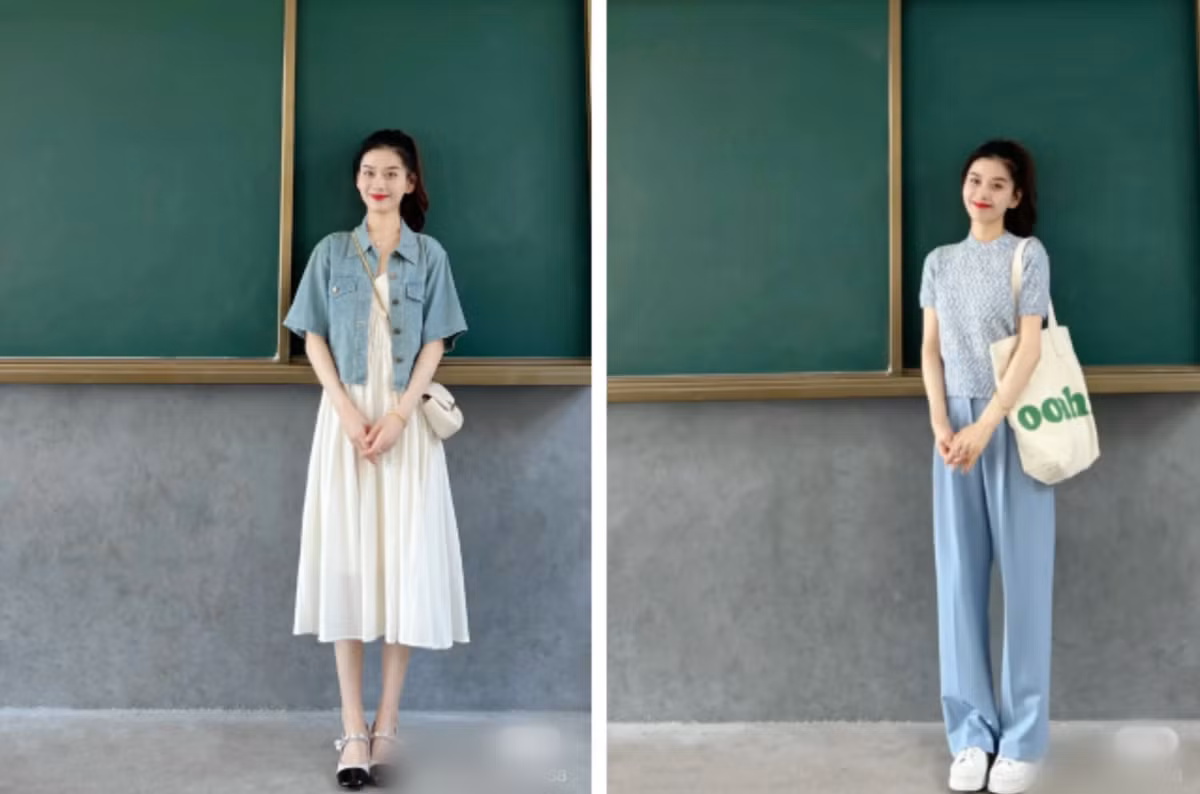 Theo đó, Mỗi ngày lên lớp, cô giáo này đều diện một trang phục khác nhau. Nói không hề quá, cô đi dạy cả năm có khi chẳng mặc trùng bộ nào.