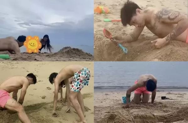 Đáng chú ý là khoảnh khắc Đoàn Văn Hậu hì hục đào hầm cát suốt 15 phút để tạo thành hố thông hai đầu. Sau đó, anh cúi xuống nói "hello" và nhận được lời hồi đáp cùng nụ cười từ Doãn Hải My ở đầu bên kia.