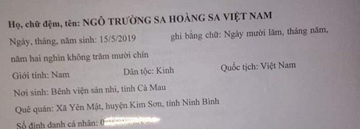 Năm 2019, trên nhiều diễn đàn mạng, người ta xôn xao về 2 cái tên đặc biệt: "Ngô Hoàng Sa Trường Sa Việt Nam" và "Ngô Trường Sa Hoàng Sa Việt Nam".