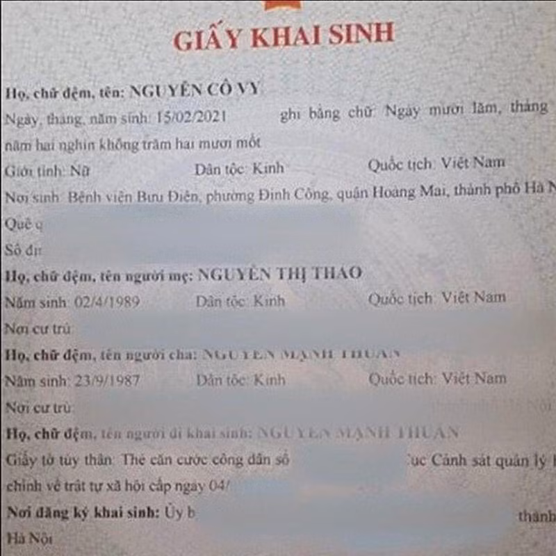 Cái tên độc đáo nhìn một lần là biết ngay cô bé này sinh ra ở giai đoạn nào.