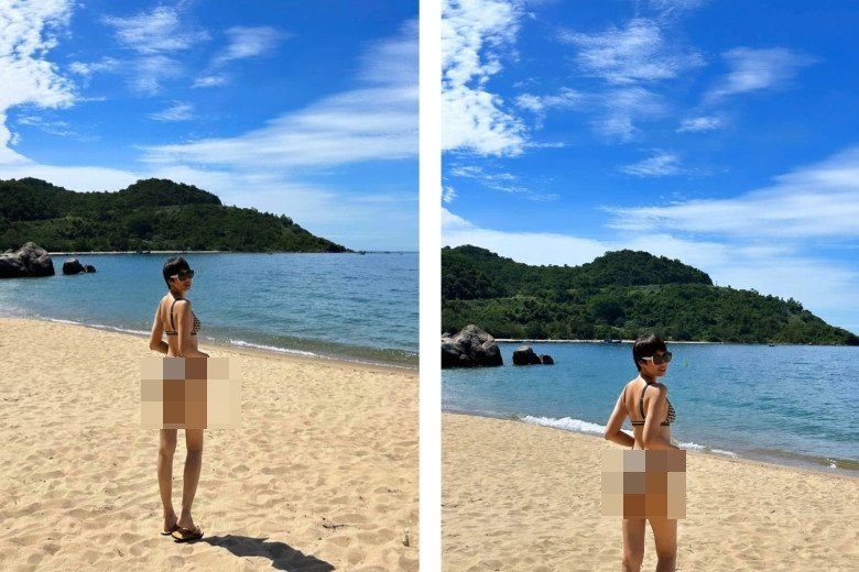 Thế nhưng nhan sắc của người đẹp vẫn chưa là gì so với phụ huynh, cụ thể là mẹ Doãn Hải My cũng táo bạo không kém với nhiều khoảnh khắc chụp trên bãi biển.