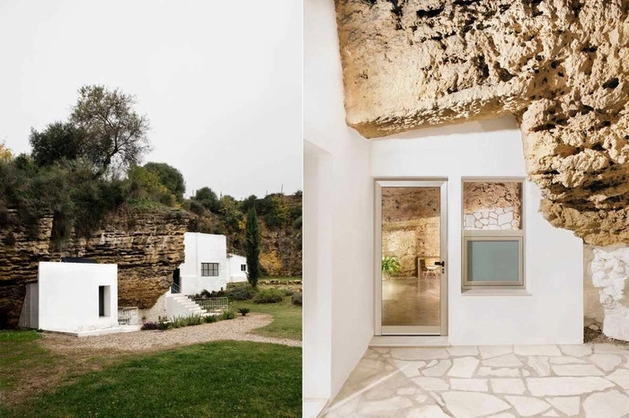 Ngôi nhà được sơn màu trắng, tạo nên điểm nhấn nổi bật và làm nổi bật vẻ đẹp của cảnh quan xung quanh. 