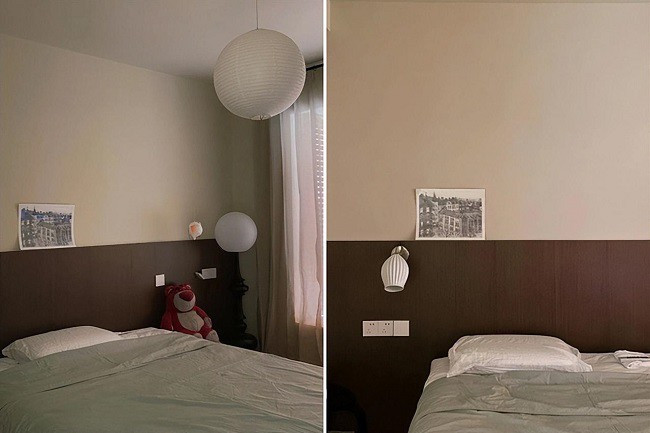 Chiếc đèn chùm giấy hình cầu đơn giản, nhẹ nhàng.