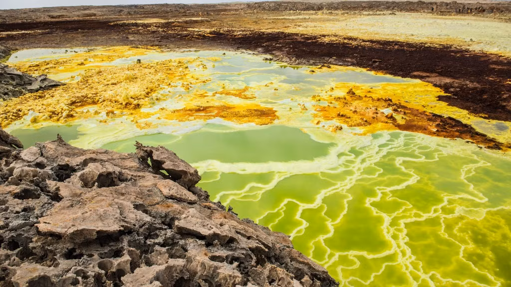 Suối lưu huỳnh Dallol là một trong những điều mong chờ nhất trong chuyến đi với cảnh quan siêu thực được hình thành bởi hoạt động núi lửa dưới Trái Đất. Đây là nơi các nhà khoa học nghiên cứu cách tồn tại của vi khuẩn trong môi trường khắc nghiệt. Điều này có thể cung cấp thông tin quan trọng về sự sống trên các hành tinh khác.