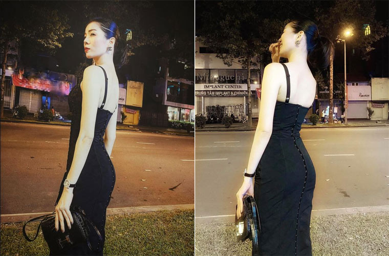 Cũng vì sở hữu thân hình chuẩn nên Lệ Quyên rất chăm mặc váy ôm sát để khoe dáng.