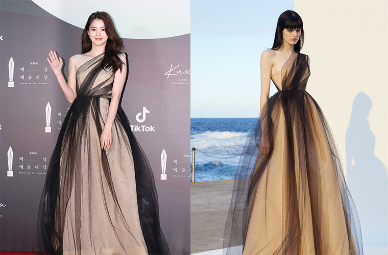 Nàng tiểu tam của "Thế giới hôn nhân" Han So Hee chọn chiếc váy lệch vai của bộ sưu tập Alex Perry Resort 2019.