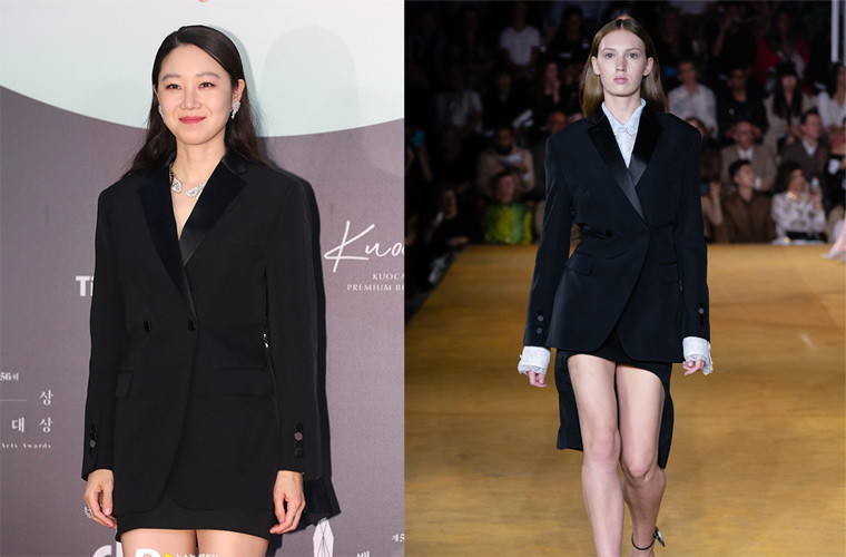 Nữ diễn viên Gong Hyo Jin chọn phong cách menswear đến từ thương hiệu Burberry.
