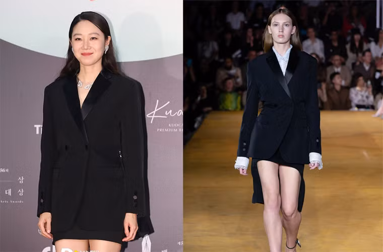 Nữ diễn viên Gong Hyo Jin chọn phong cách menswear đến từ thương hiệu Burberry.