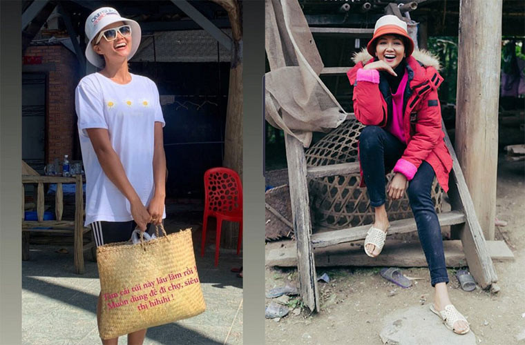 H’hen Niê giản dị từ cách ăn mặc. Cô thích đi dép tổ ong, đeo túi cói chứ không ham sắm đồ hàng hiệu.