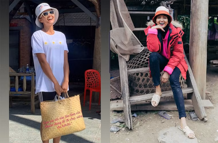 H’hen Niê giản dị từ cách ăn mặc. Cô thích đi dép tổ ong, đeo túi cói chứ không ham sắm đồ hàng hiệu.