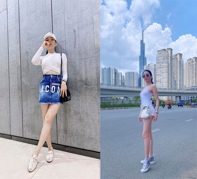 Diện style trẻ trung như thế này không ai nghĩ Lệ Quyên đã có con trai lớn và 39 tuổi.