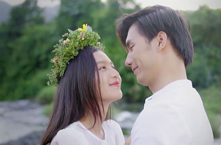 Bích Ngọc và nam diễn viên Nhan Phúc Vinh trong phim "Tình yêu và tham vọng".