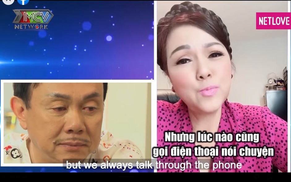 Qua màn hình, nghe vợ ca sĩ bày tỏ sự nhớ nhung, quan tâm vì hơn nửa năm anh không có dịp về Mỹ vì dịch COVID-19, nghệ sĩ Chí Tài không kìm được nước mắt.