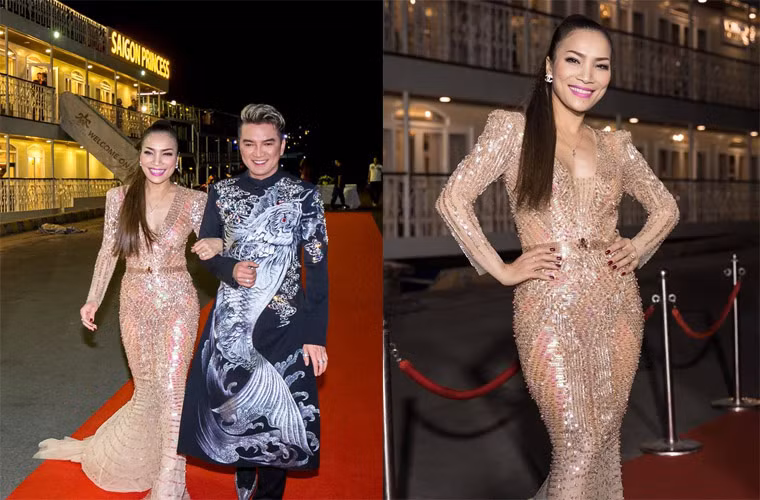 Trái ngược hoàn toàn với ở nhà, mỗi khi đi diễn, nữ ca sĩ 42 tuổi đầu tư trang phục, đầu tóc rất kỹ lưỡng.