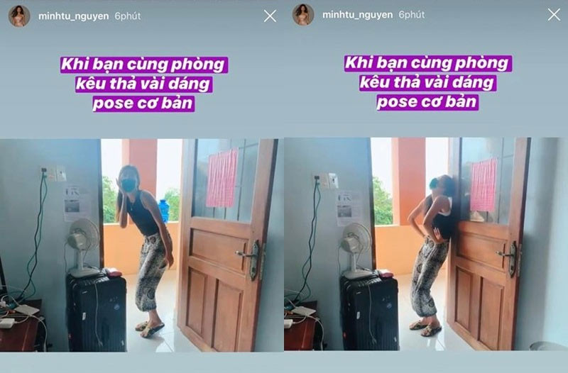 Trong những ngày cách ly, Minh Tú cũng lầy lội và lạc quan không kém gì siêu mẫu Võ Hoàng Yến đi cách ly.