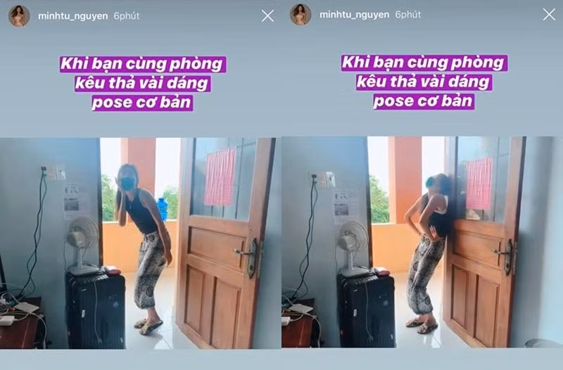 Trong những ngày cách ly, Minh Tú cũng lầy lội và lạc quan không kém gì siêu mẫu Võ Hoàng Yến đi cách ly.