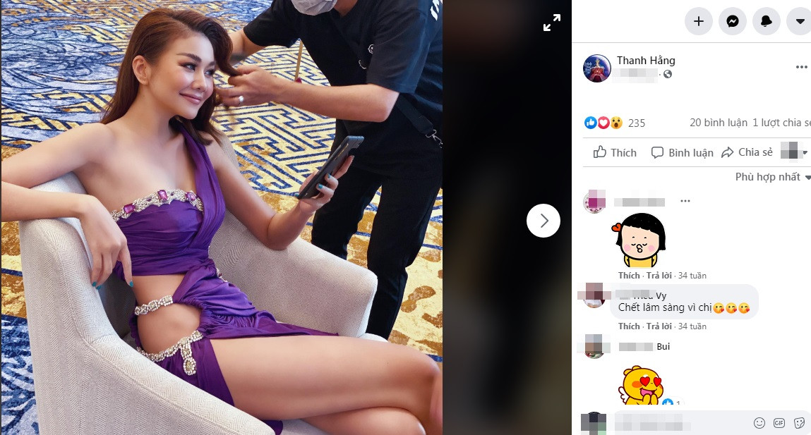 Vẻ đẹp gợi cảm của Thanh Hằng trong bộ đầm không nội y khiến fan "chết lâm sàng" vì quá mê mẩn.